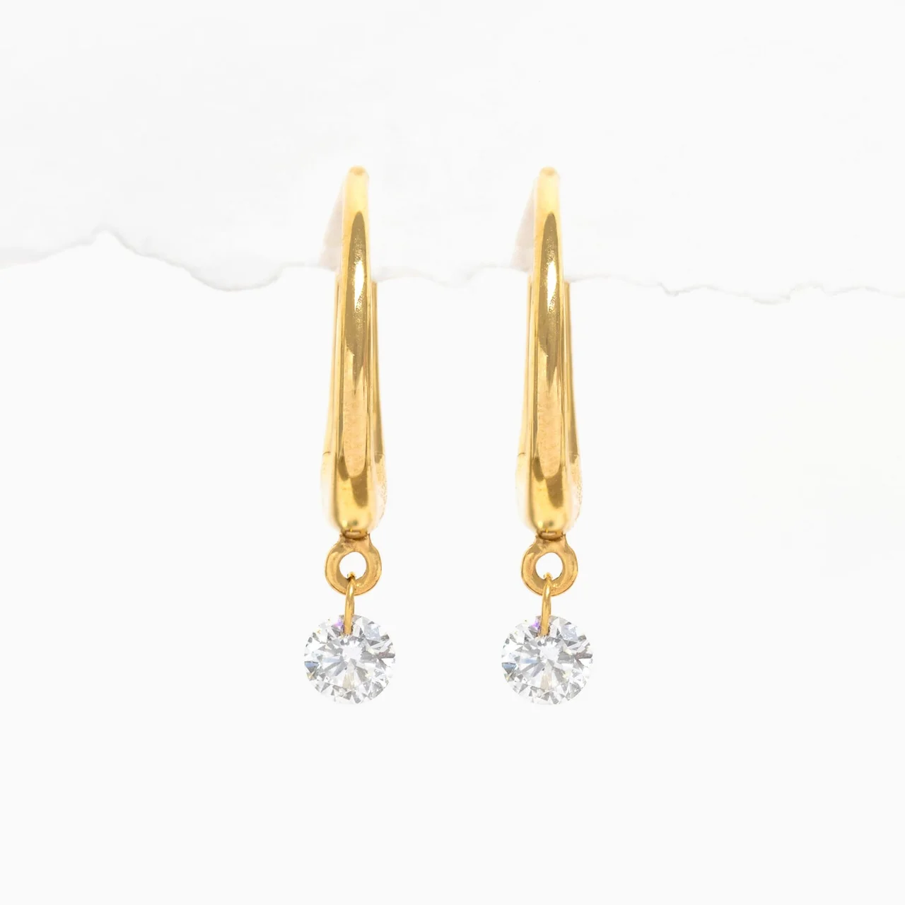 14k Solid Gold Diamond Dew You Hoops