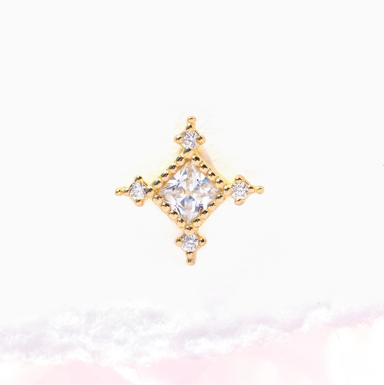 14k Solid Gold Diamond Stud