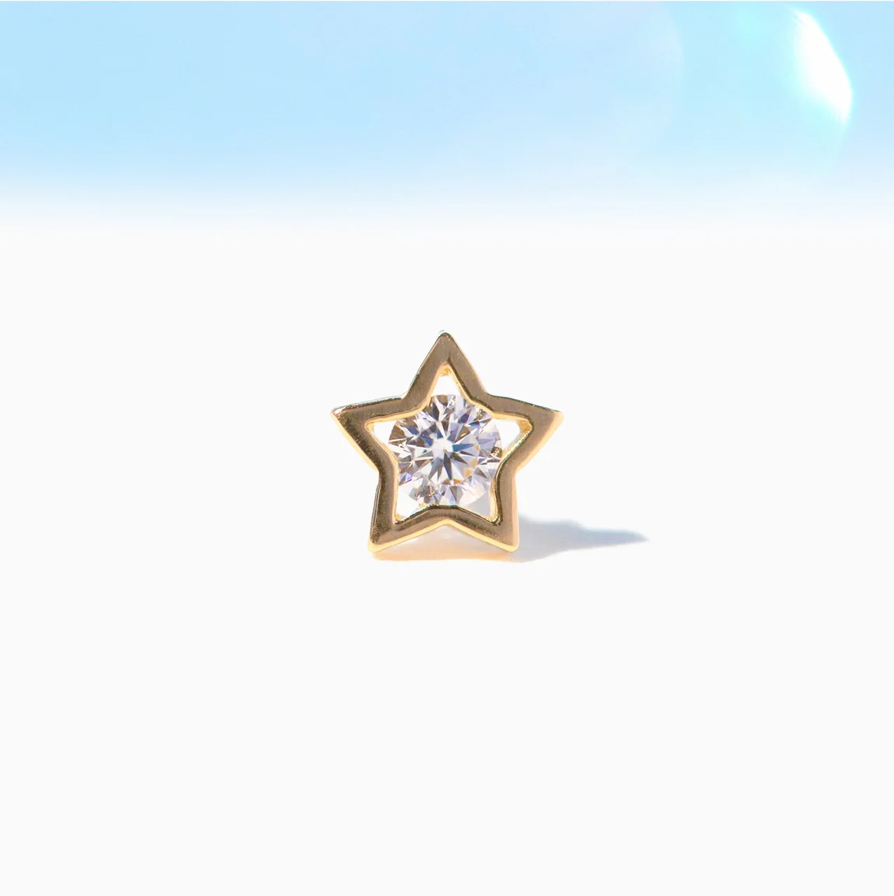 14k Solid Gold Star Stud